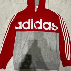 Adidas Pullover Hoodie Sweater Red White Gray